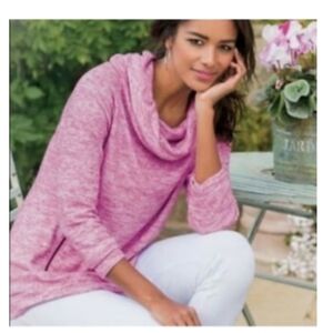 Soft Surroundings Heathered Pink Cloud Nine Pullover Soft Cowel Top XL